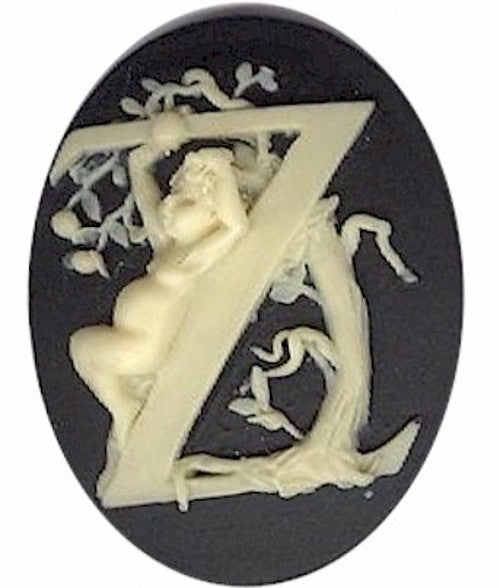 Cameo Letter "Z" Monogram Personalized Resin Initials 40x30mm Black  162x