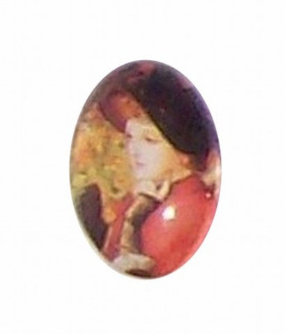 18x13mm Glass Cameo of victorian lady in red 191x