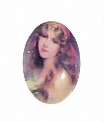 18x13mm Glass Cameo of victorian lady with long hair 194x