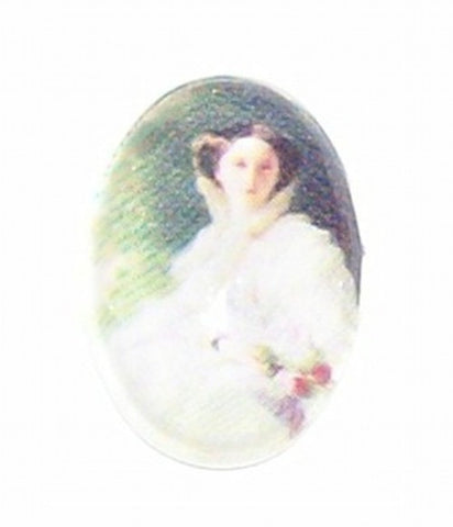 18x13mm Glass Cameo Lady in White Cabochon 244x