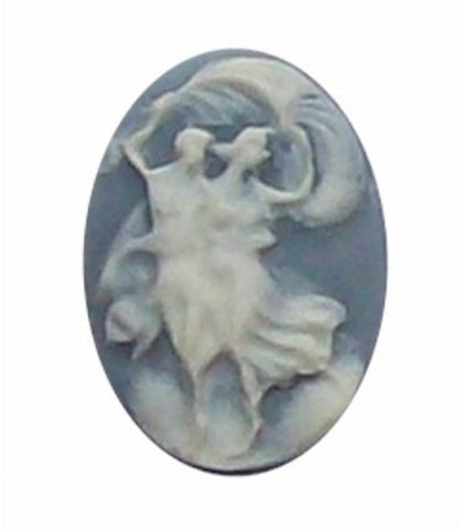  25x18mm Blue and White Dancing Couple Resin Cameo 266x