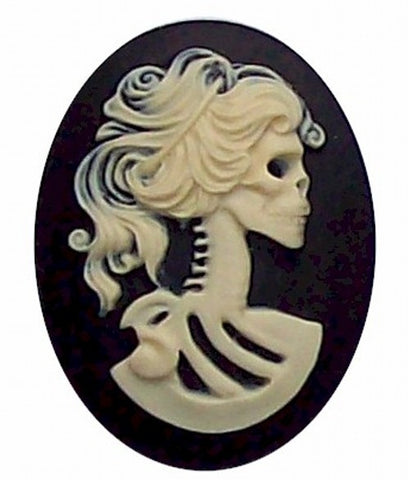 40x30mm Black and Ivory skull Lolita Skeleton Resin Cameo 269x