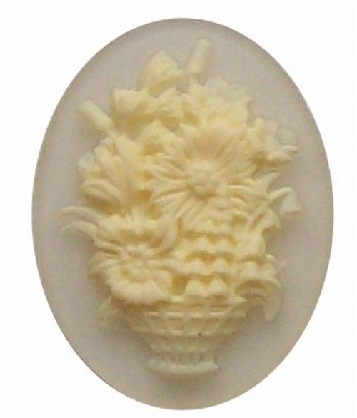 40x30mm Crystal Flower Basket Resin Cameo 276x