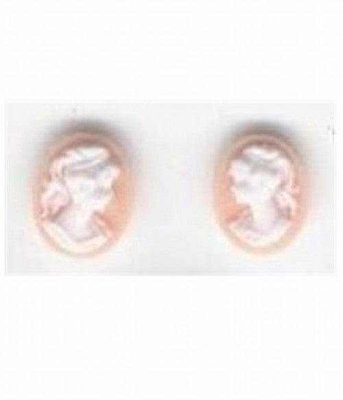 10x8mm pink and white ponytail girl matched pair resin cameos 292q