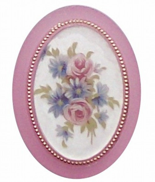 40x30mm New old stock Pink Flower Mirror Back Cabochon Cameo 303x