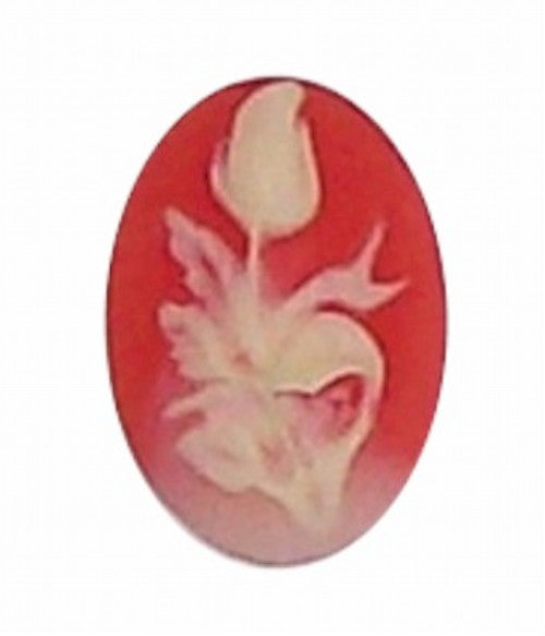 18x13mm Carnelian and Ivory Rose Resin Cameo 341x