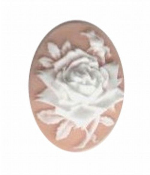 25x18mm pink and white resin rose flower cabochon cameo 369q