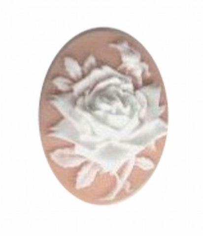 25x18mm pink and white resin rose cameo 369q