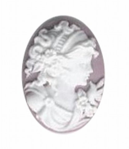 25x18mm Lilac and White Woman with Bird Resin Cameo 370q