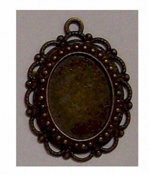 Antiqued Bronze 18x13mm - 18x14mm Cameo Setting with Ring 389x