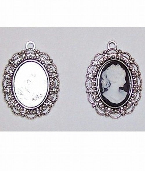 Silver 18x13mm- 18x14mm Cameo Cabochon Setting with Ring 405x