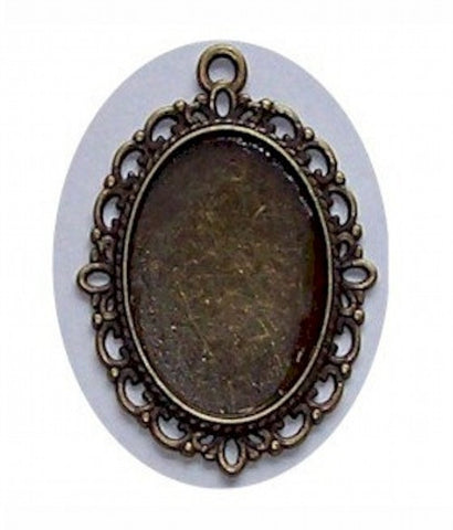 Antique Bronze 25x18mm Cabochon Setting with Loop 430x