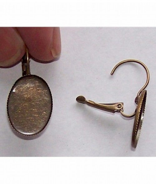 Earring Finding Lever Clip  18x13 Bezel sold by the pair Antique Bronze craft supply 477x