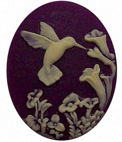 40x30mm Purple Hummingbird Resin Cameo cabochon 523x