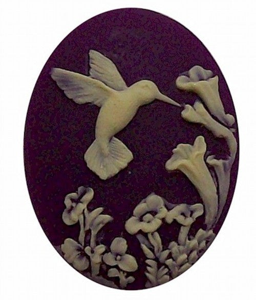 Purple Hummingbird Resin Cameo 25x18mm 525x