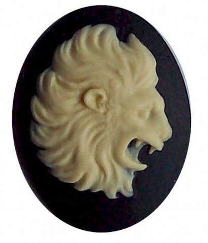 40x30 Resin Zodiac Cameo Leo the Lion Black and Ivory 560x