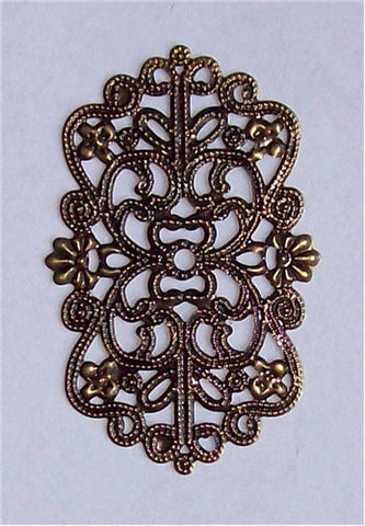 50x32mm Antique Bronze Rectangle Filigree 571x