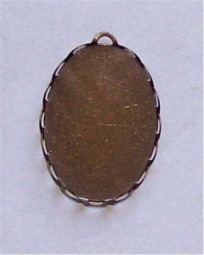 25x18mm Antique Bronze Lace Edge Bezel Setting with Loop 577x