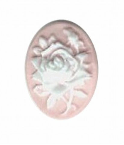 18x13mm pink and white resin rose cameo 580q