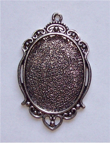 Antique Silver 40x30mm Cameo Cabochon Setting with Ring 580x