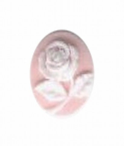10x8mm Pink and White Rose Flower Resin Cameo 585q