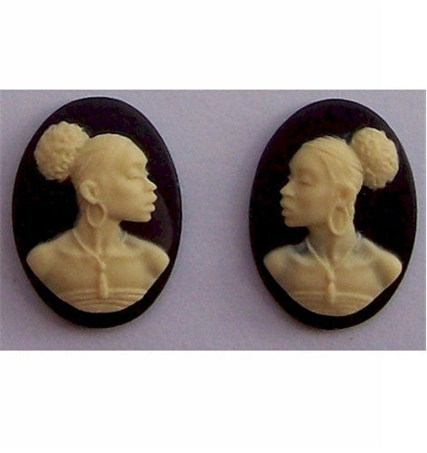 18x13mm African American Cameo Matched Pair Black and Ivory Resin Cameos 615x