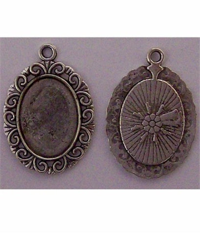 Antique Silver 18x13 Pendant Setting with Ring 623x