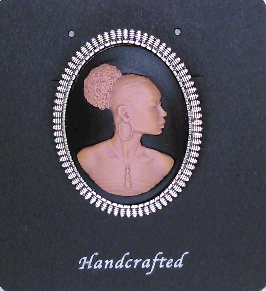 African American Woman Silver Brooch Pin Black Brown African Jewelry Pin 646x745x