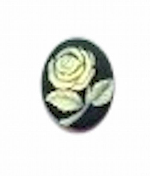 10x8mm Black and Ivory Rose Resin Cameo Cabochon 648R