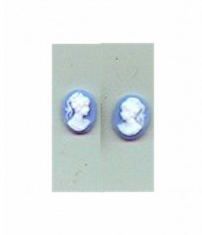 8x6mm Blue and White Ponytail Girl Matched Pair Resin Cameos 659R