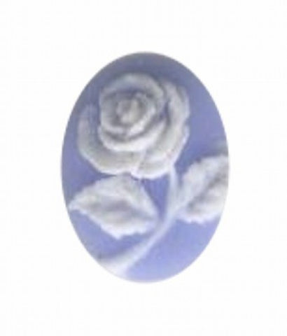 10x8mm Blue and White Rose Flower Resin Cameo 679q