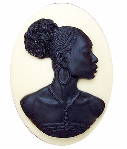 40x30mm Ivory and Black African American Resin Cameo 718x