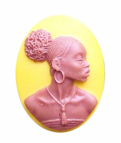 African American Black Woman Resin 25x18 Mustard Yellow and Brown 721x