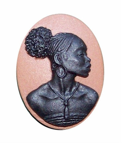 25x18mm Brown and Black African American Resin Cameo 723x