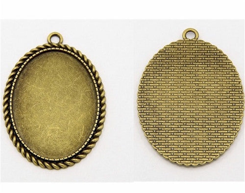Antiqued Bronze 40x30mm Cameo Pendant Setting with Ring Item 815x