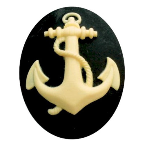 40x30mm Anchor Resin Cameo Black and Ivory Sailor Navy Marine Theme 842x