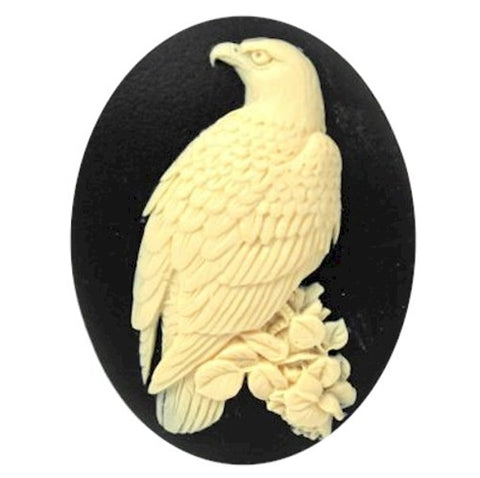 40x30mm Bald Eagle Cameo Black and Ivory Resin Bird Cameo 844x