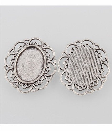 18x13mm Antique Silver Cabochon Pendant Setting NO RING 883x