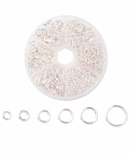 1600pcs Mixed Size Silver Jump Rings 4mm-10mm 921x
