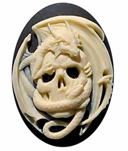 40x30mm Dragon and Skull Gothic Steampunk Scary Resin Cameo 931x
