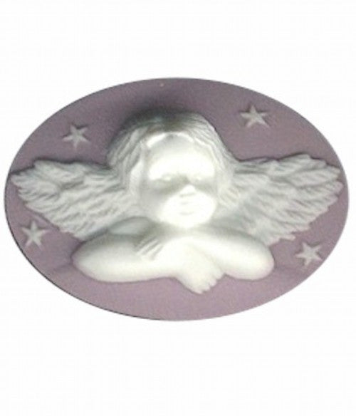 40x30mm Lilac and White Cherub Angel Resin Cameo 981R