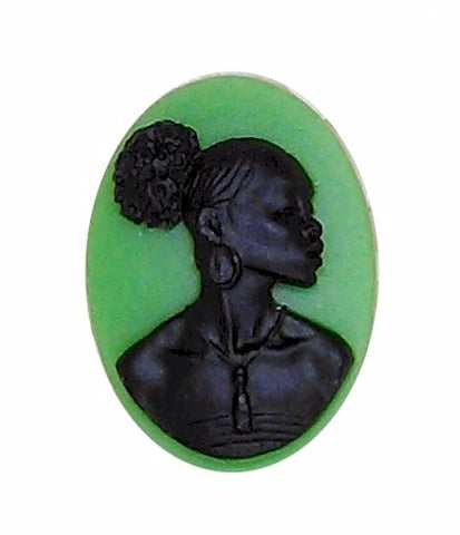 25x18mm Silhouette Cameo Africa Supply Green Cameo Jewelry Afro Ethnic Black Jewelry 995x