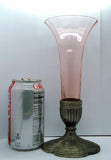 Antique Victorian Vase Trumpet Epergne cranberry glass metal base
