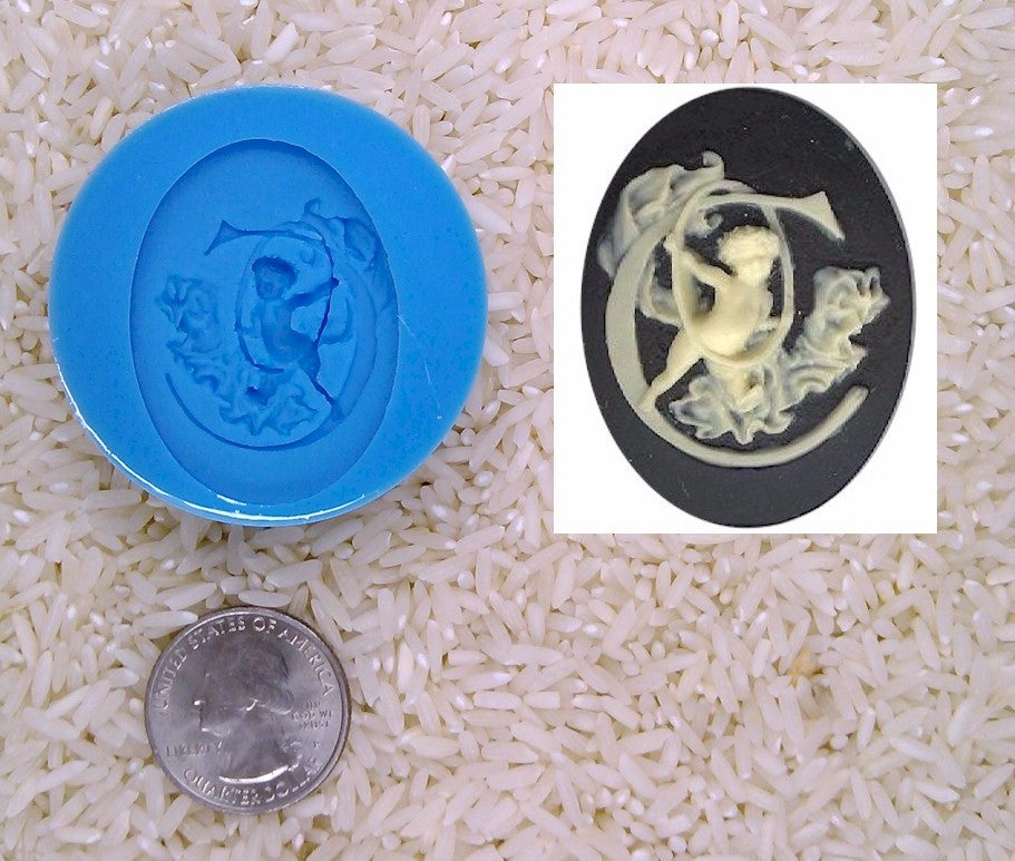 Food Safe Silicone Cameo Mold The LETTER C of the alphabet for candy soap clay resin wax etc.