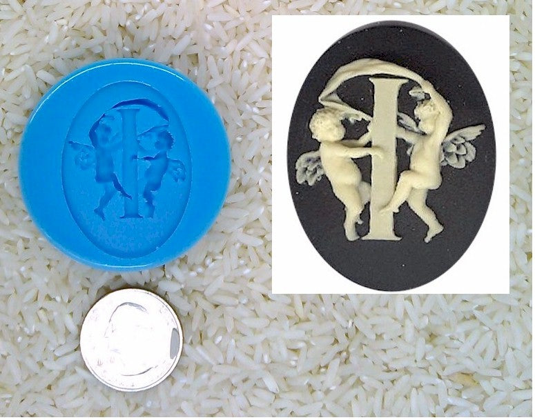 Food Safe Silicone Cameo Mold The LETTER I of the alphabet for candy soap clay resin wax etc.