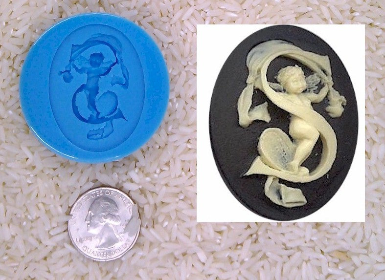 Food Safe Silicone Cameo Mold The LETTER S of the alphabet for candy soap clay resin wax etc.