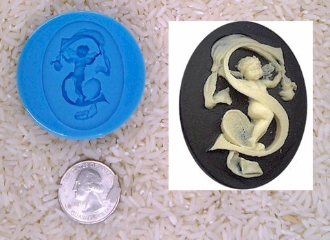 Food Safe Silicone Cameo Mold The LETTER S of the alphabet for candy soap clay resin wax etc.