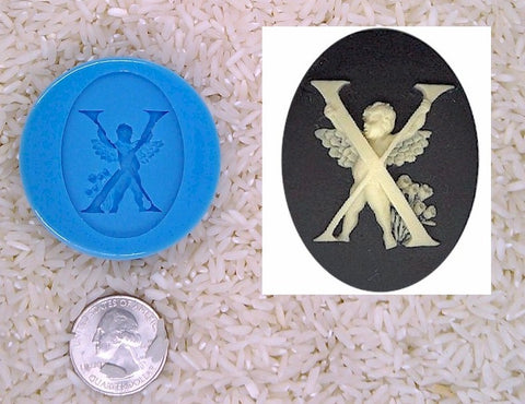 Food Safe Silicone Cameo Mold The LETTER X of the alphabet for candy soap clay resin wax etc.