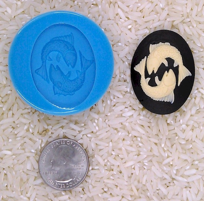 Astrology Zodiac Sign Pisces Fish Food Safe Silicone Cameo Mold for candy soap clay resin wax etc.