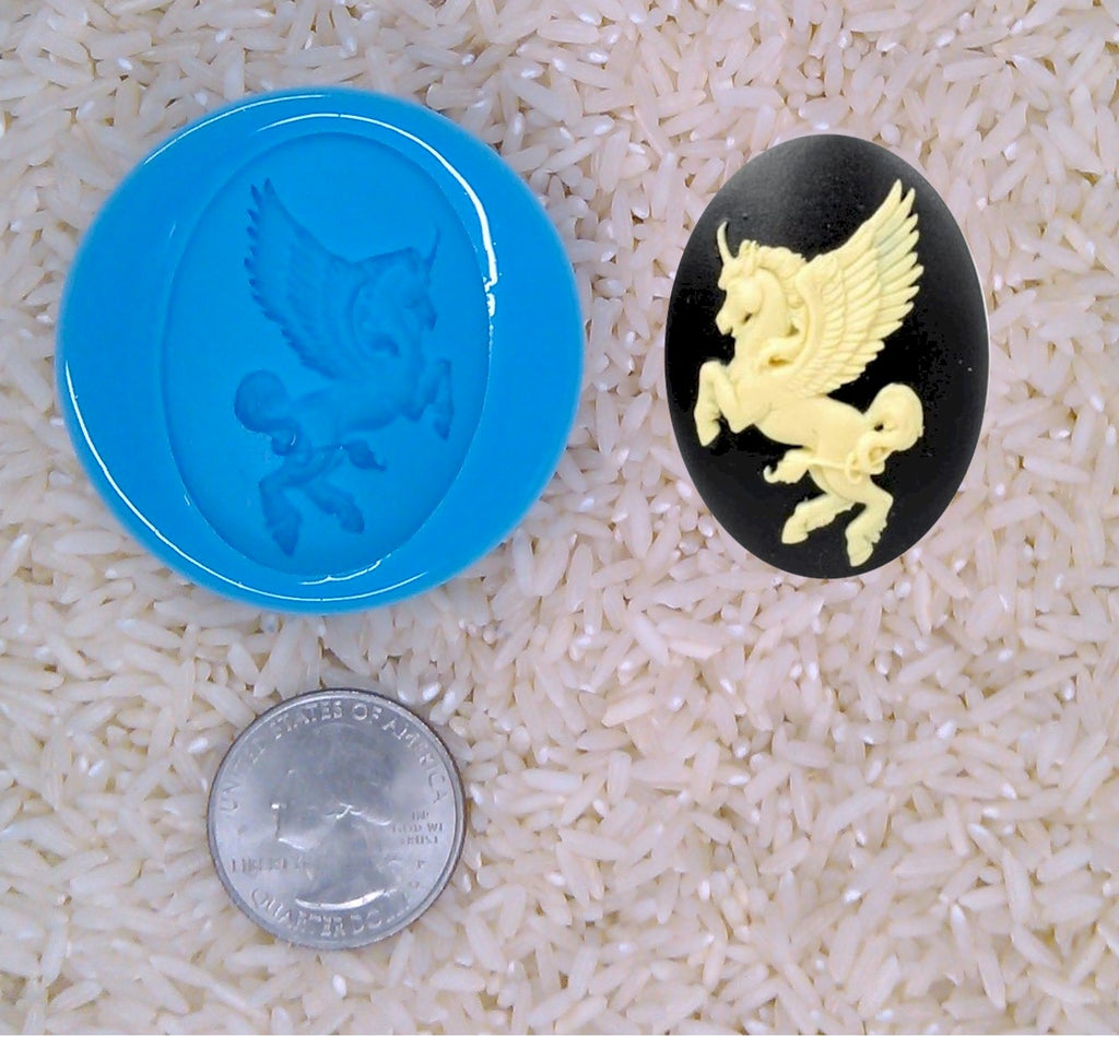 pegasus mythological unicorn fantasy horse Food Safe Silicone Cameo Mold for candy soap clay resin wax etc